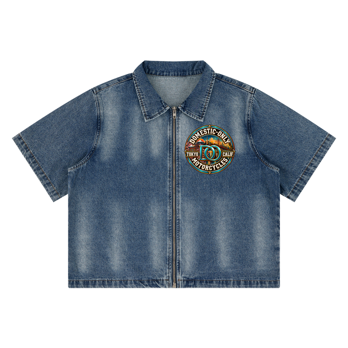 Compass Vintage Washed Full-Zip Denim Shirt