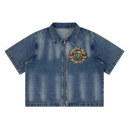 Compass Vintage Washed Full-Zip Denim Shirt