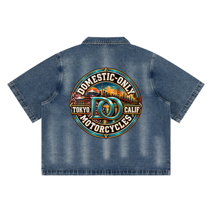 Compass Vintage Washed Full-Zip Denim Shirt