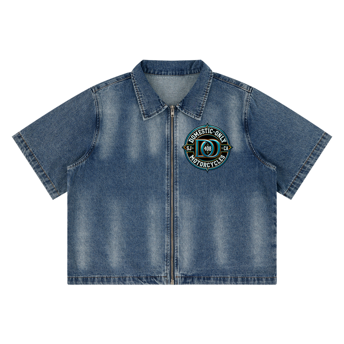 D.O. Compass Vintage Washed Full-Zip Denim Shirt