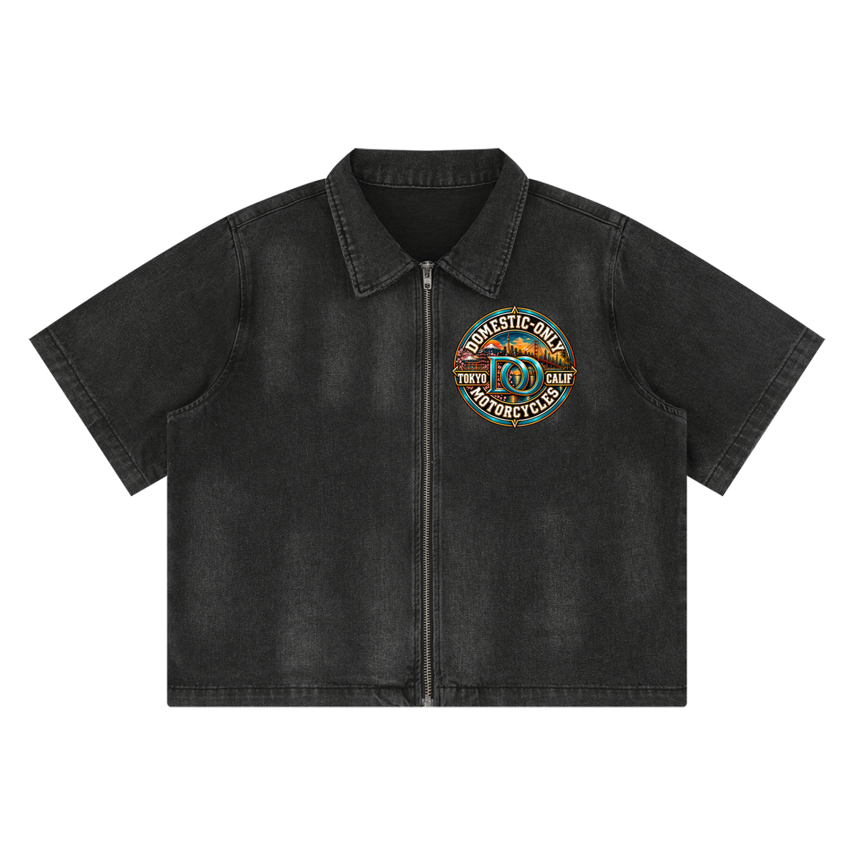 Compass Vintage Washed Full-Zip Denim Shirt